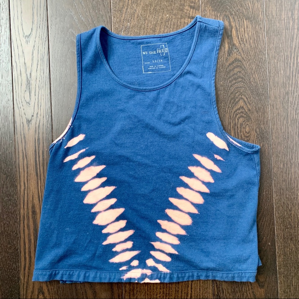 Free People Navy Tie Dye Tank Top